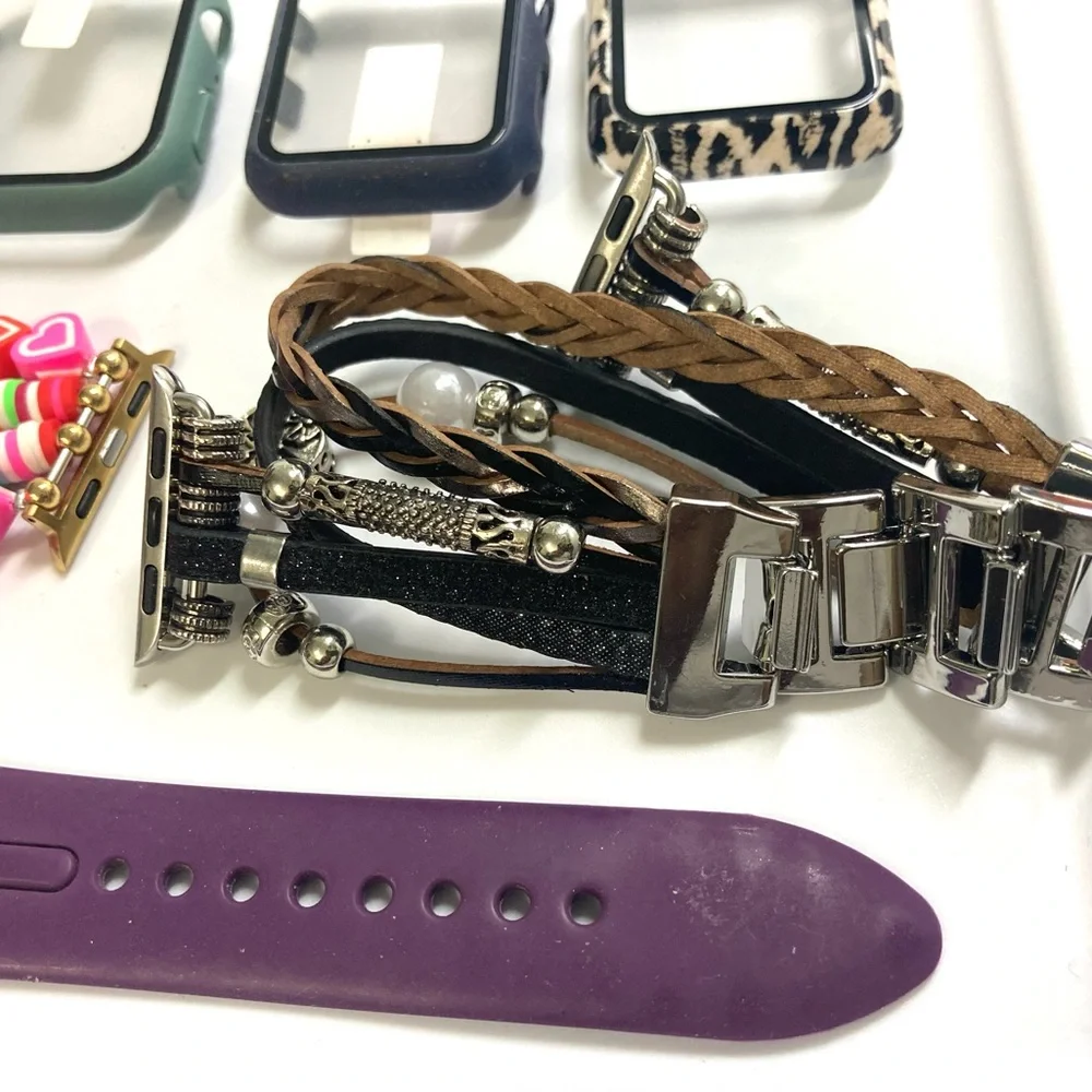 Apple watch aftermarket accessories, colorful, 3 straps, 5 screen covers